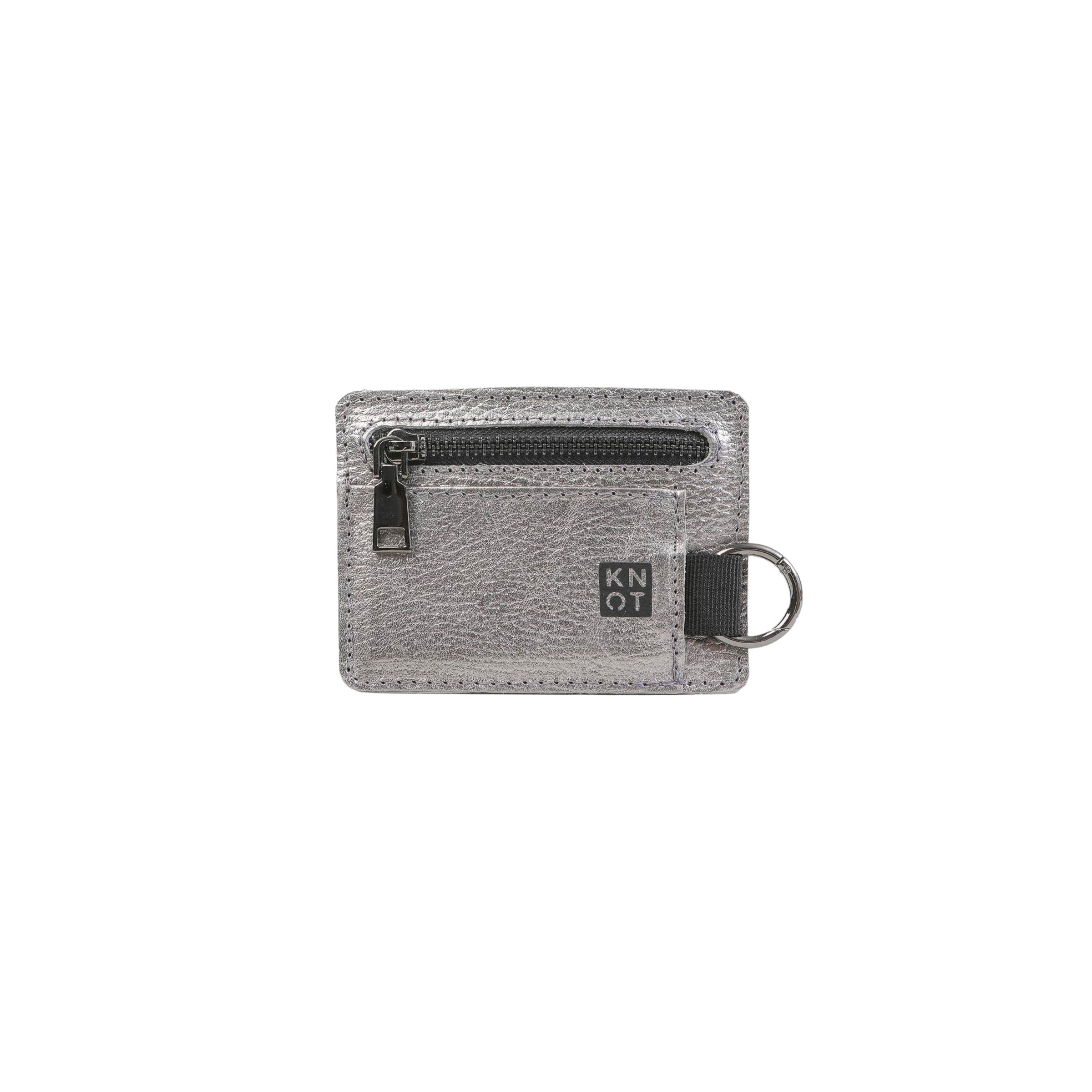 Monedero Mini Brillante Para Mujer – Piel Auténtica Plateada, Medidas 11x8x2 Cm, Con Compartimento Con Cremallera