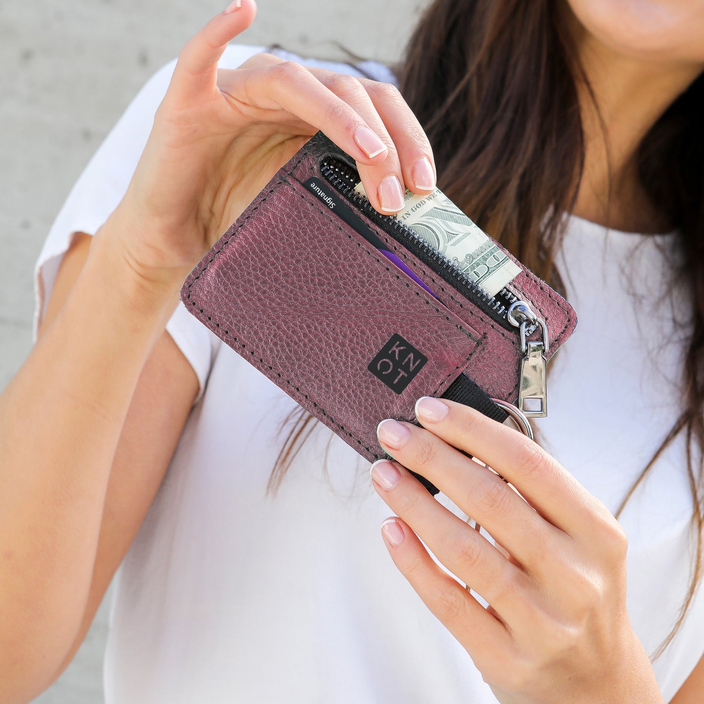 BASIKNOT / Tarjetero-monedero / Rojo Metálico / Negro