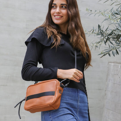 MINIKNOT / Bandolera / Camel / Negro