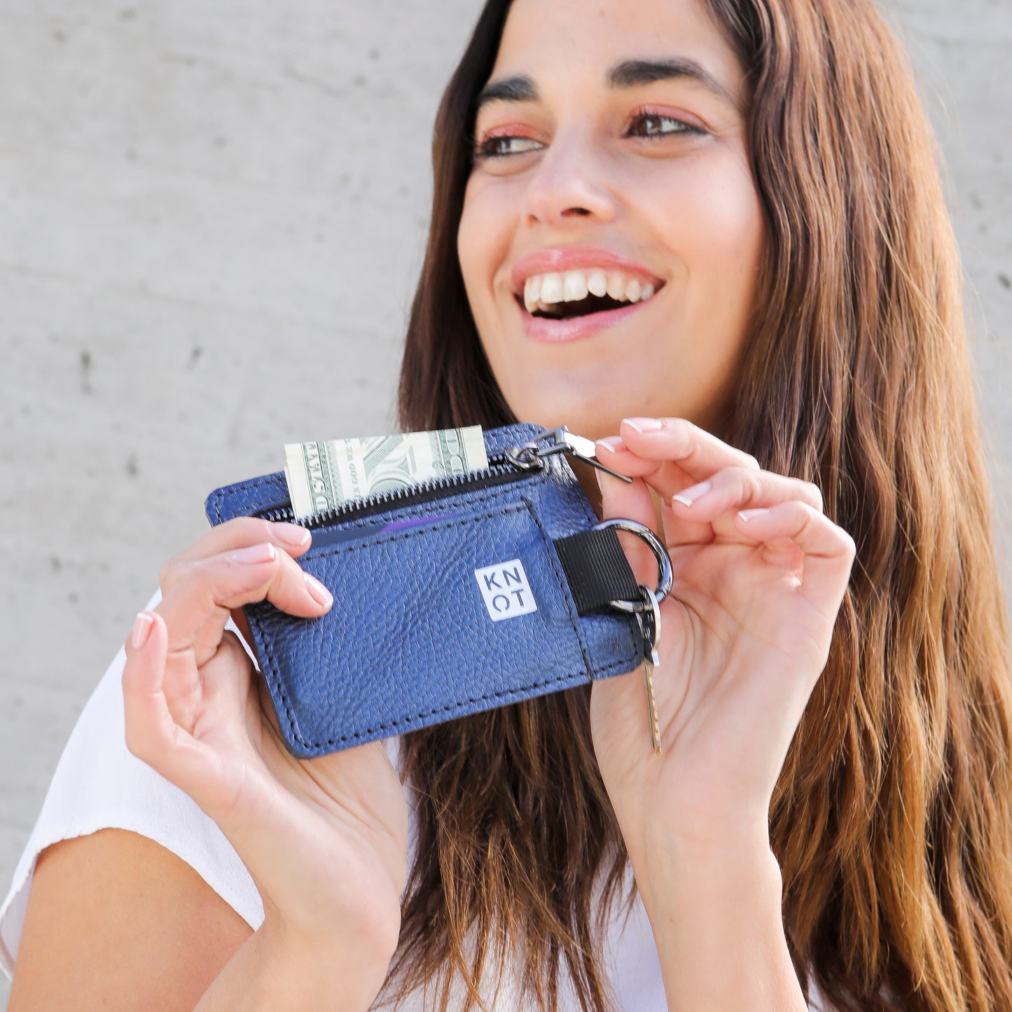 BASIKNOT / Tarjetero-monedero / Azul Metálico / Negro